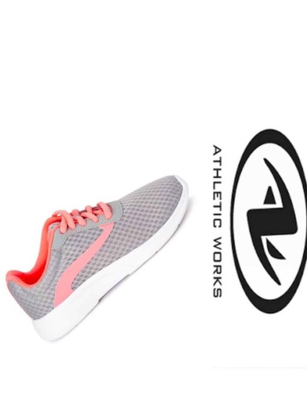 Athletic Works | Coral & Gray Girls Lace-up Mesh Jogger Shoe | Size 2